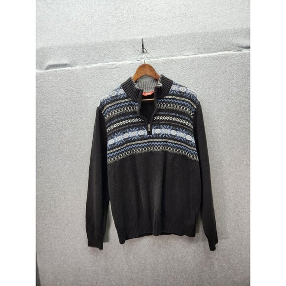 Izod Mens Medium Fair Isle 1/4 Zip Sweater - Picture 1 of 3